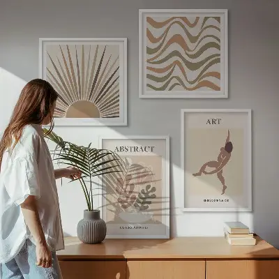 Matisse abstracte boho patronen meerluik in lijst