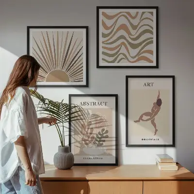 Matisse abstracte boho patronen meerluik in lijst