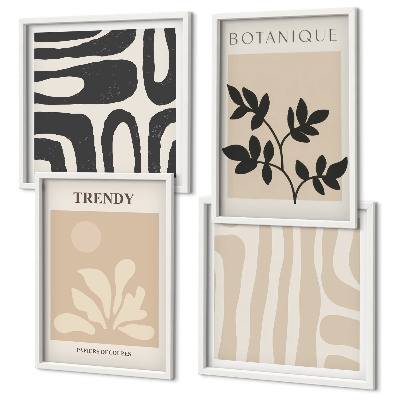 Set van posters met lijst Stijlvolle plantenmotieven in beige en zwart.