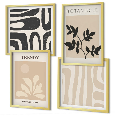 Set van posters met lijst Stijlvolle plantenmotieven in beige en zwart.