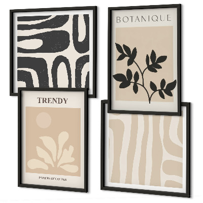 Set van posters met lijst Stijlvolle plantenmotieven in beige en zwart.
