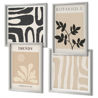 Set van posters met lijst Stijlvolle plantenmotieven in beige en zwart.