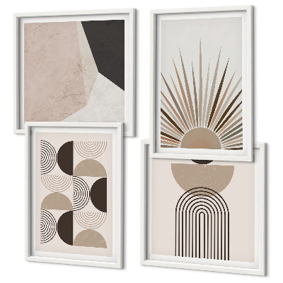 Meerluik in lijst Abstracte beige en bruine vormen