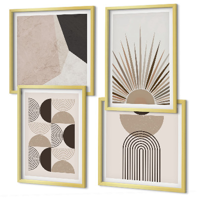 Meerluik in lijst Abstracte beige en bruine vormen