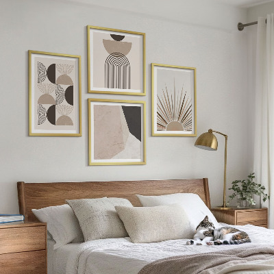 Meerluik in lijst Abstracte beige en bruine vormen