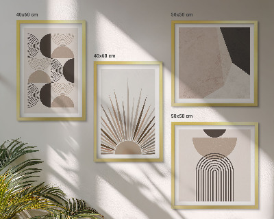 Meerluik in lijst Abstracte beige en bruine vormen