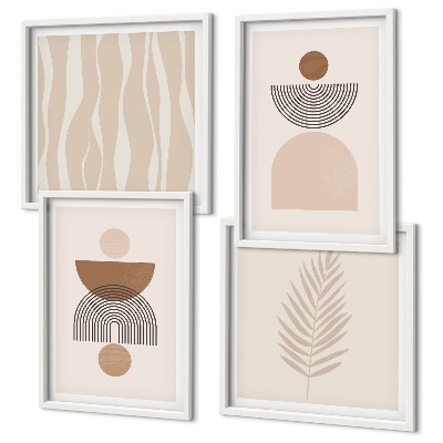 Set van posters met lijst Abstracte vormen in bruinbeige