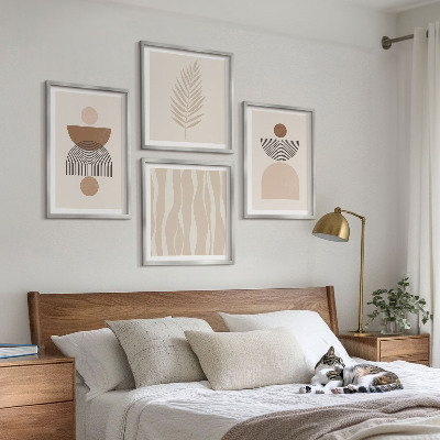 Set van posters met lijst Abstracte vormen in bruinbeige