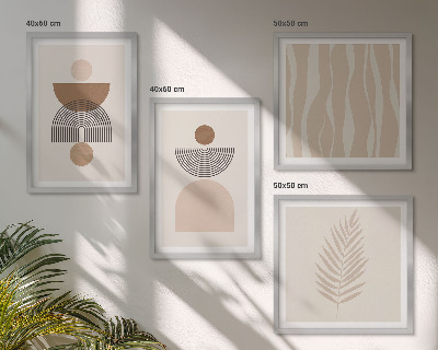 Set van posters met lijst Abstracte vormen in bruinbeige