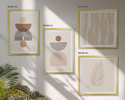 Set van posters met lijst Abstracte vormen in bruinbeige