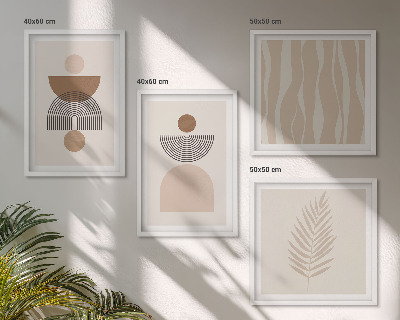 Set van posters met lijst Abstracte vormen in bruinbeige