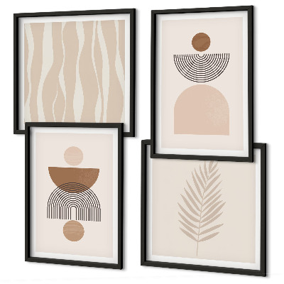 Set van posters met lijst Abstracte vormen in bruinbeige