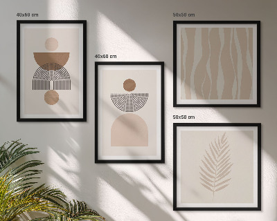 Set van posters met lijst Abstracte vormen in bruinbeige