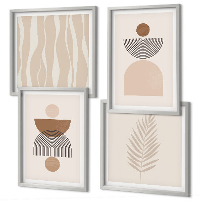 Set van posters met lijst Abstracte vormen in bruinbeige