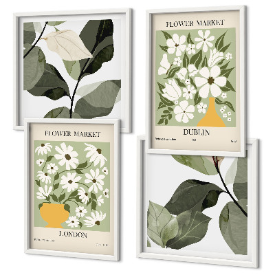 Set van posters met lijst Bloemenpatronen Londen Dublin