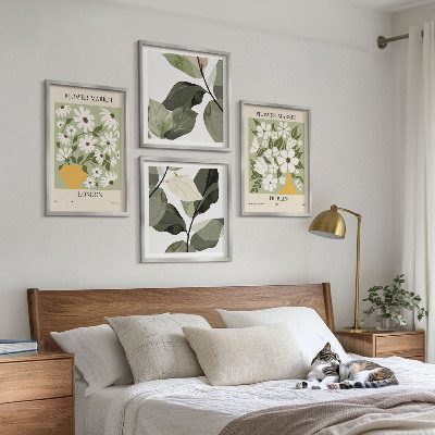 Set van posters met lijst Bloemenpatronen Londen Dublin