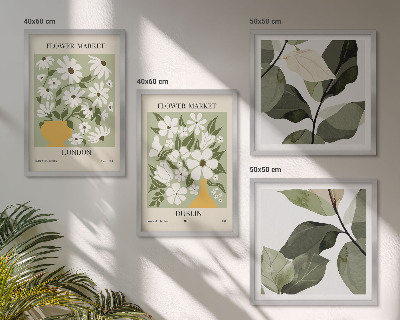 Set van posters met lijst Bloemenpatronen Londen Dublin