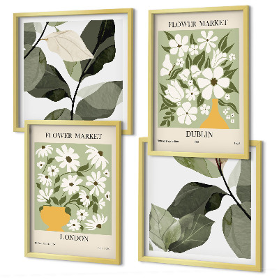 Set van posters met lijst Bloemenpatronen Londen Dublin