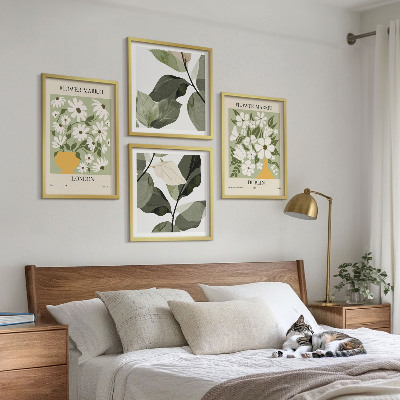 Set van posters met lijst Bloemenpatronen Londen Dublin