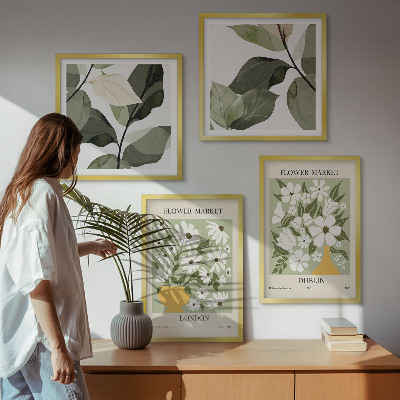 Set van posters met lijst Bloemenpatronen Londen Dublin