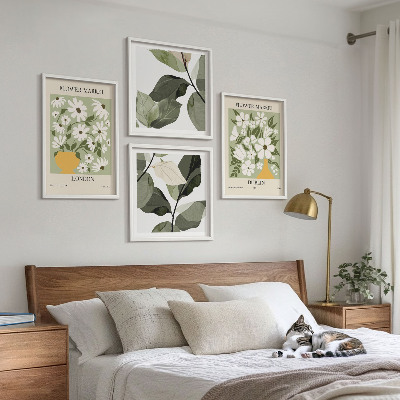 Set van posters met lijst Bloemenpatronen Londen Dublin