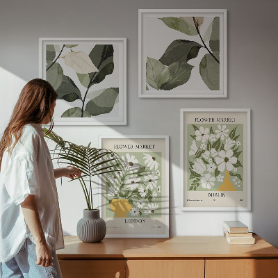 Set van posters met lijst Bloemenpatronen Londen Dublin