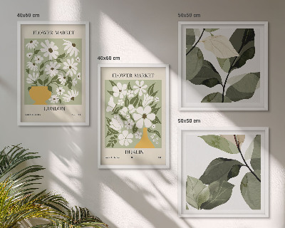 Set van posters met lijst Bloemenpatronen Londen Dublin