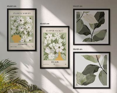 Set van posters met lijst Bloemenpatronen Londen Dublin