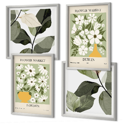 Set van posters met lijst Bloemenpatronen Londen Dublin
