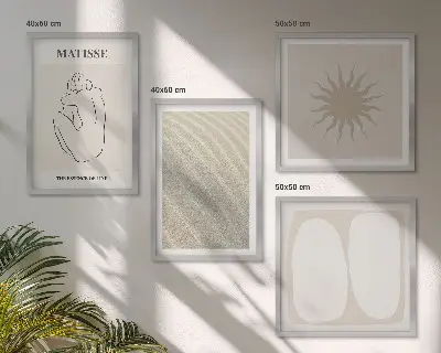Minimalistische zandgolven meerluik in lijst