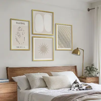 Minimalistische zandgolven meerluik in lijst