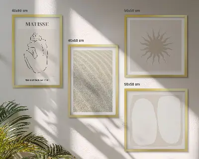 Minimalistische zandgolven meerluik in lijst