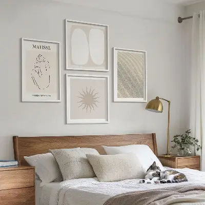 Minimalistische zandgolven meerluik in lijst