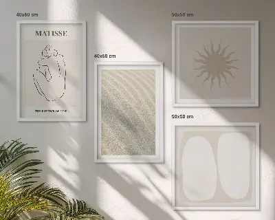Minimalistische zandgolven meerluik in lijst