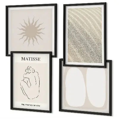 Minimalistische zandgolven meerluik in lijst
