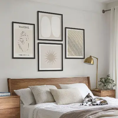 Minimalistische zandgolven meerluik in lijst