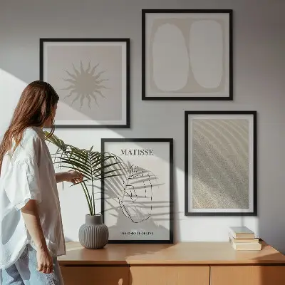 Minimalistische zandgolven meerluik in lijst