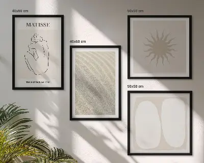 Minimalistische zandgolven meerluik in lijst
