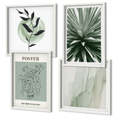 Set van posters met lijst Groenbeige plantpatronen