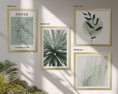 Set van posters met lijst Groenbeige plantpatronen