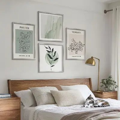 Bloemen in een moderne vaas meerluik in lijst