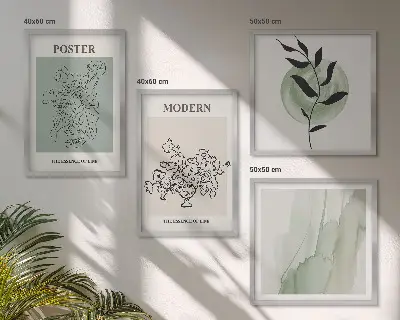 Bloemen in een moderne vaas meerluik in lijst