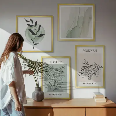 Bloemen in een moderne vaas meerluik in lijst