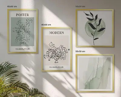 Bloemen in een moderne vaas meerluik in lijst