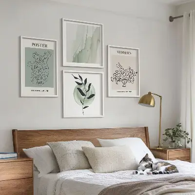Bloemen in een moderne vaas meerluik in lijst