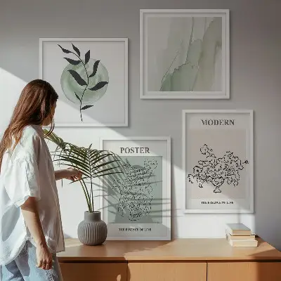 Bloemen in een moderne vaas meerluik in lijst