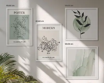Bloemen in een moderne vaas meerluik in lijst
