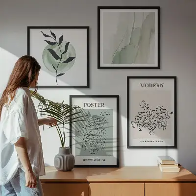 Bloemen in een moderne vaas meerluik in lijst