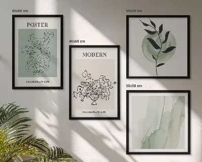 Bloemen in een moderne vaas meerluik in lijst