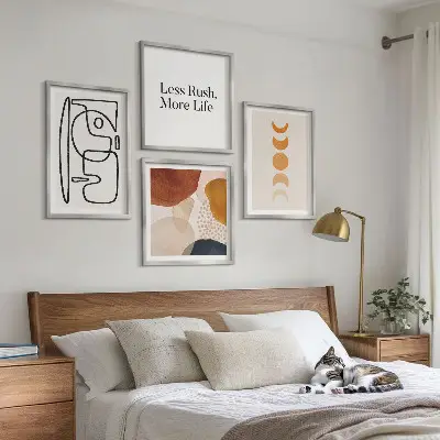 Abstracte vormen en kleuren meerluik in lijst